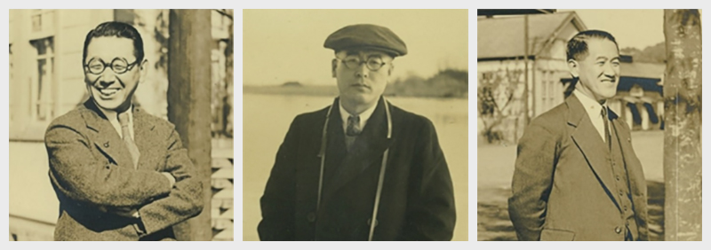 左：加藤正二、中央：下瀬林太、右：藪田貞治郎の写真